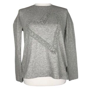 Lisa Todd Grey Cotton Embroidered Heart Long Sleeve Top
